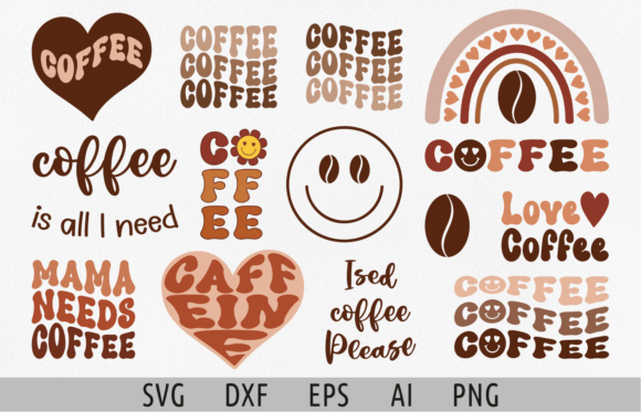 Download Retro Coffee Svg Bundle Wavy Coffee Svg - Premium Resources